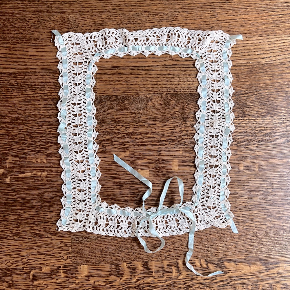 Antique Lace Trim With Ribbon, Salvaged Fabric Remnant Part